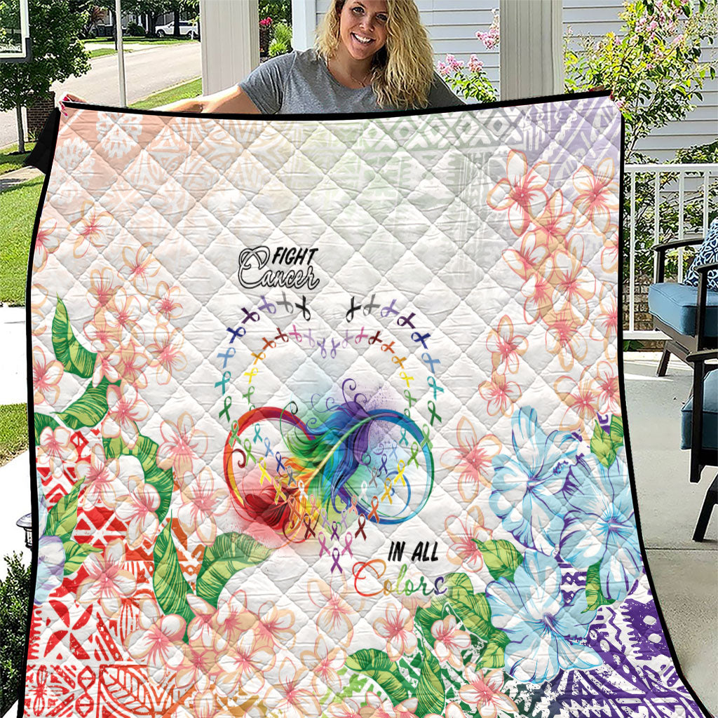 Fight Cancer In All Colors Quilt Plumeria Mix Tapa Pattern