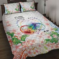 Fight Cancer In All Colors Quilt Bed Set Plumeria Mix Tapa Pattern