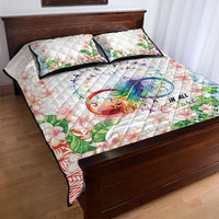 Fight Cancer In All Colors Quilt Bed Set Plumeria Mix Tapa Pattern