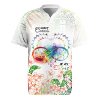 Fight Cancer In All Colors Rugby Jersey Plumeria Mix Tapa Pattern
