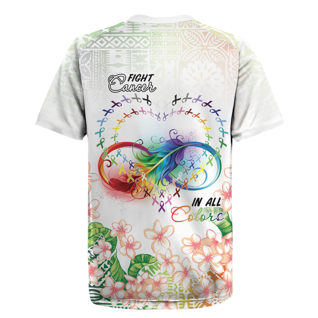 Fight Cancer In All Colors Rugby Jersey Plumeria Mix Tapa Pattern