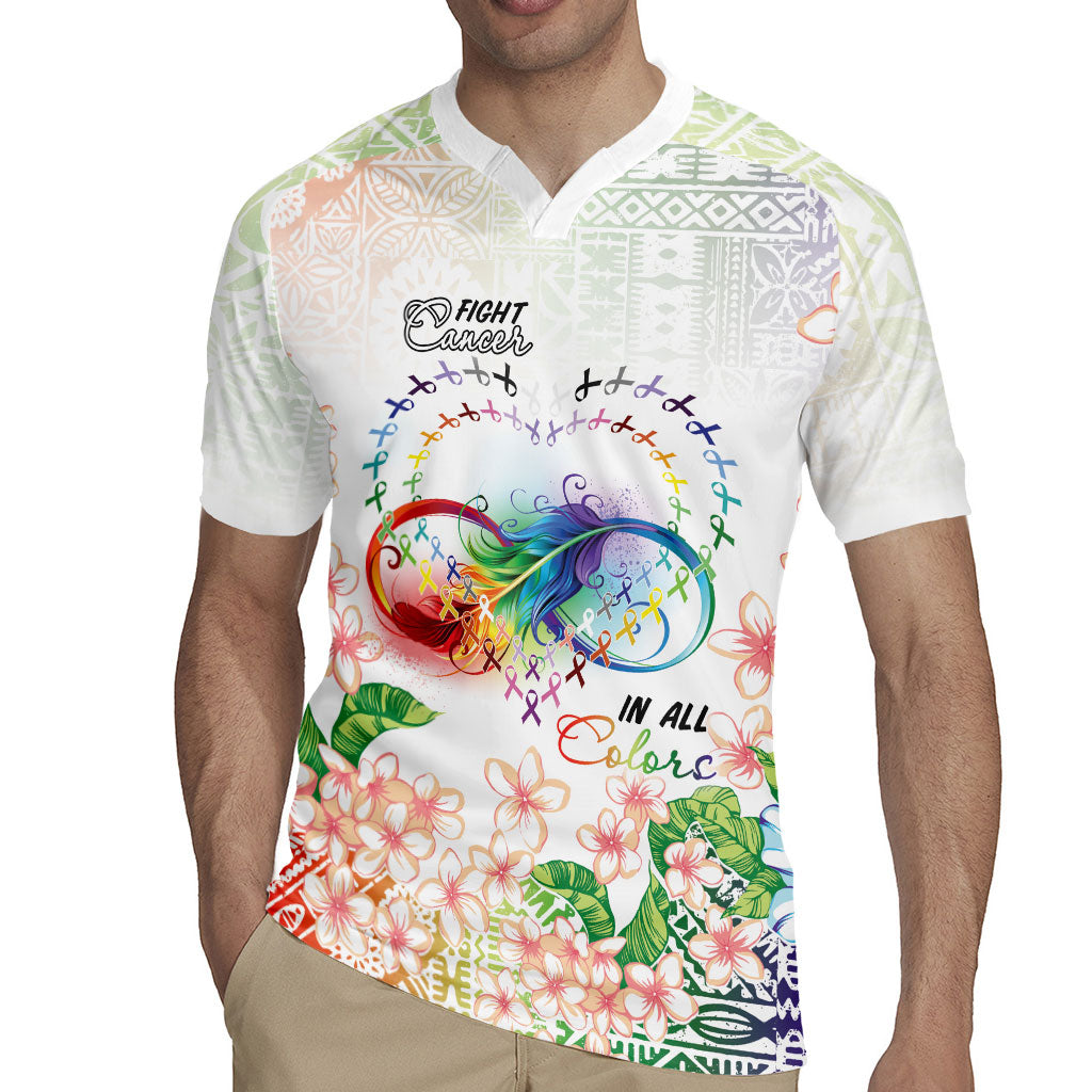 Fight Cancer In All Colors Rugby Jersey Plumeria Mix Tapa Pattern