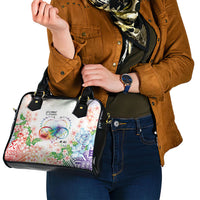 Fight Cancer In All Colors Shoulder Handbag Plumeria Mix Tapa Pattern