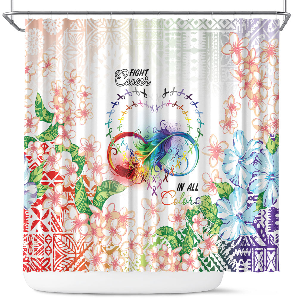 Fight Cancer In All Colors Shower Curtain Plumeria Mix Tapa Pattern