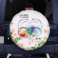 Fight Cancer In All Colors Spare Tire Cover Plumeria Mix Tapa Pattern