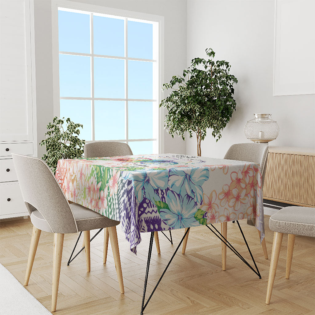 Fight Cancer In All Colors Tablecloth Plumeria Mix Tapa Pattern