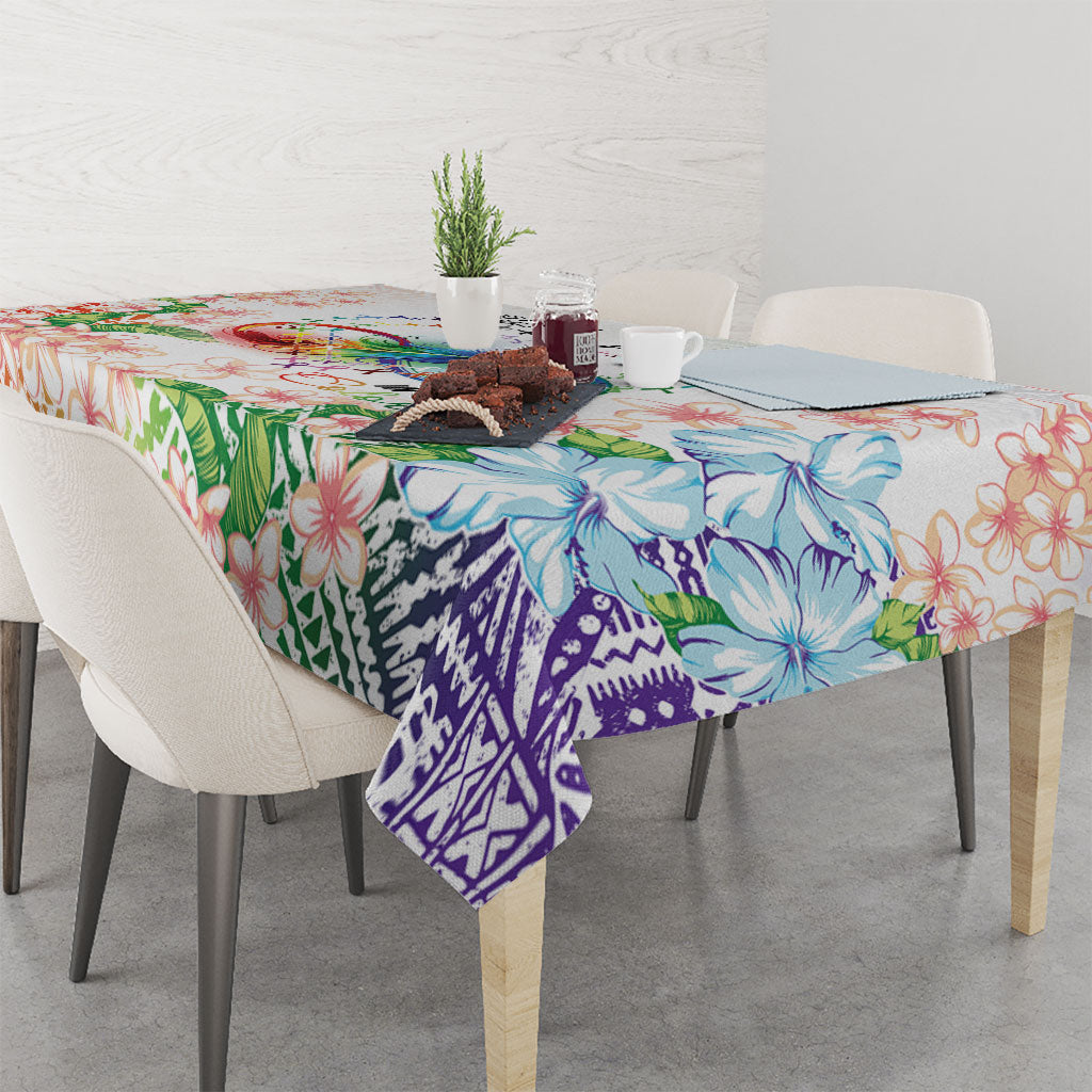 Fight Cancer In All Colors Tablecloth Plumeria Mix Tapa Pattern