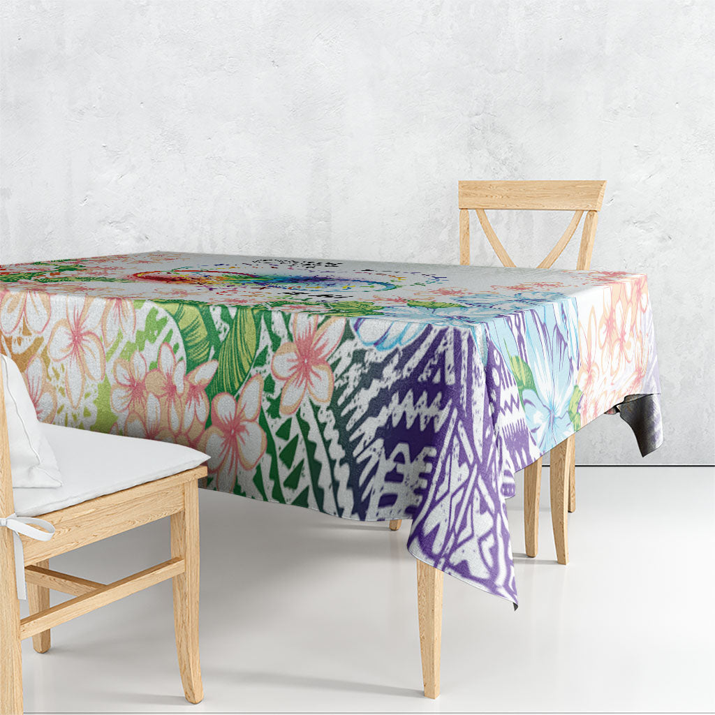 Fight Cancer In All Colors Tablecloth Plumeria Mix Tapa Pattern