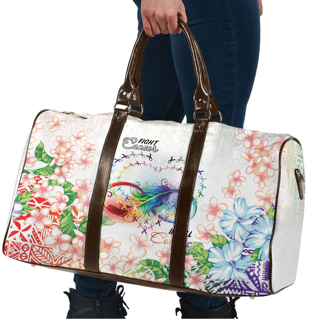 Fight Cancer In All Colors Travel Bag Plumeria Mix Tapa Pattern