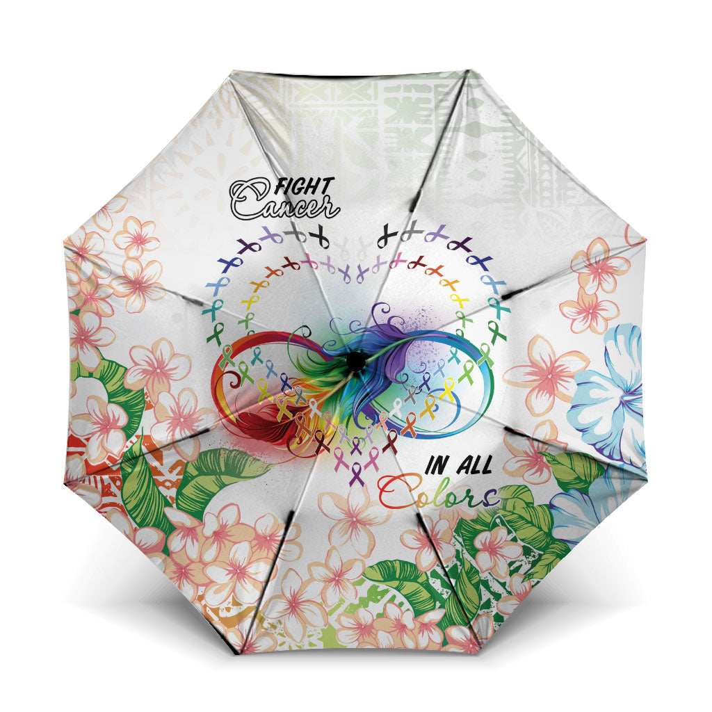 Fight Cancer In All Colors Umbrella Plumeria Mix Tapa Pattern