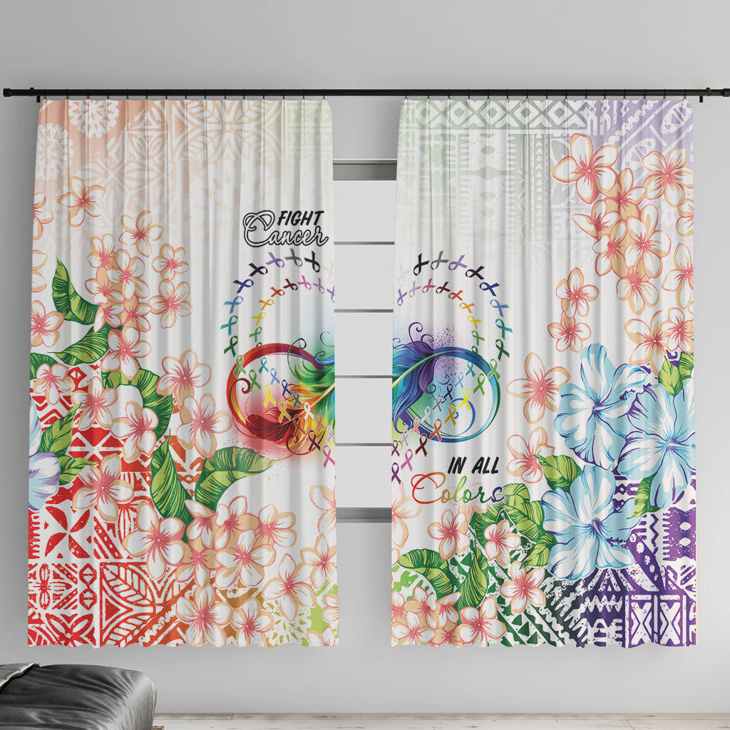 Fight Cancer In All Colors Window Curtain Plumeria Mix Tapa Pattern