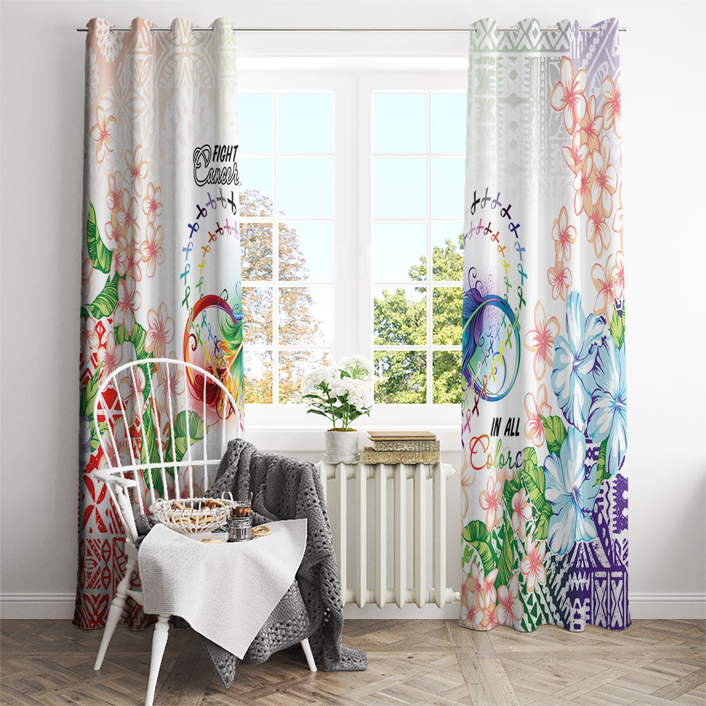 Fight Cancer In All Colors Window Curtain Plumeria Mix Tapa Pattern