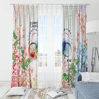 Fight Cancer In All Colors Window Curtain Plumeria Mix Tapa Pattern