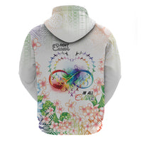 Fight Cancer In All Colors Zip Hoodie Plumeria Mix Tapa Pattern