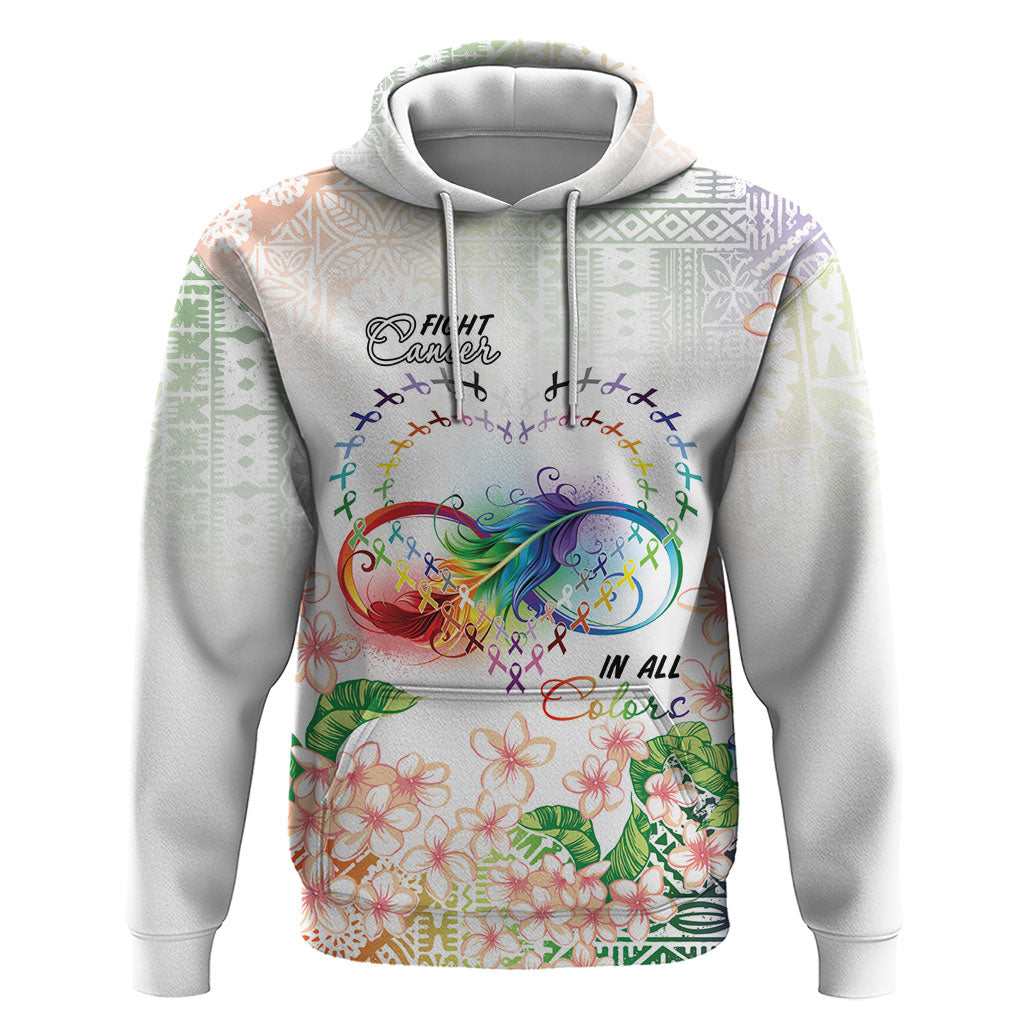 Fight Cancer In All Colors Zip Hoodie Plumeria Mix Tapa Pattern
