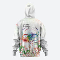 Fight Cancer In All Colors Zip Hoodie Plumeria Mix Tapa Pattern