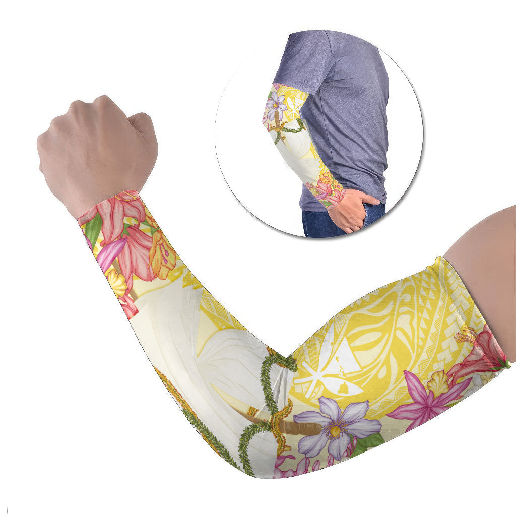 Aloha Hawaii Kanaka Makahiki Arm Sleeves Akua Loa - Festive Golden Sand LT7 Set of 2 Sandy Yellow - Polynesian Pride