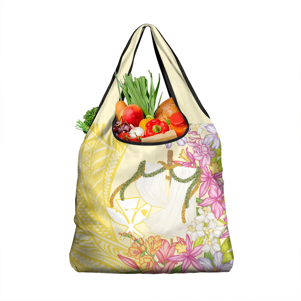 Aloha Hawaii Kanaka Makahiki Grocery Bag Akua Loa - Festive Golden Sand LT7 1-pack One Size Sandy Yellow - Polynesian Pride