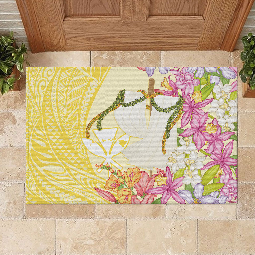 Aloha Hawaii Kanaka Makahiki Rubber Doormat Akua Loa - Festive Golden Sand LT7 Sandy Yellow - Polynesian Pride