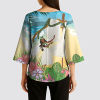Aloha Hawaii Makahiki Hula Dance Kimono Sleeve Blouse Beach Scenery LT7 - Polynesian Pride