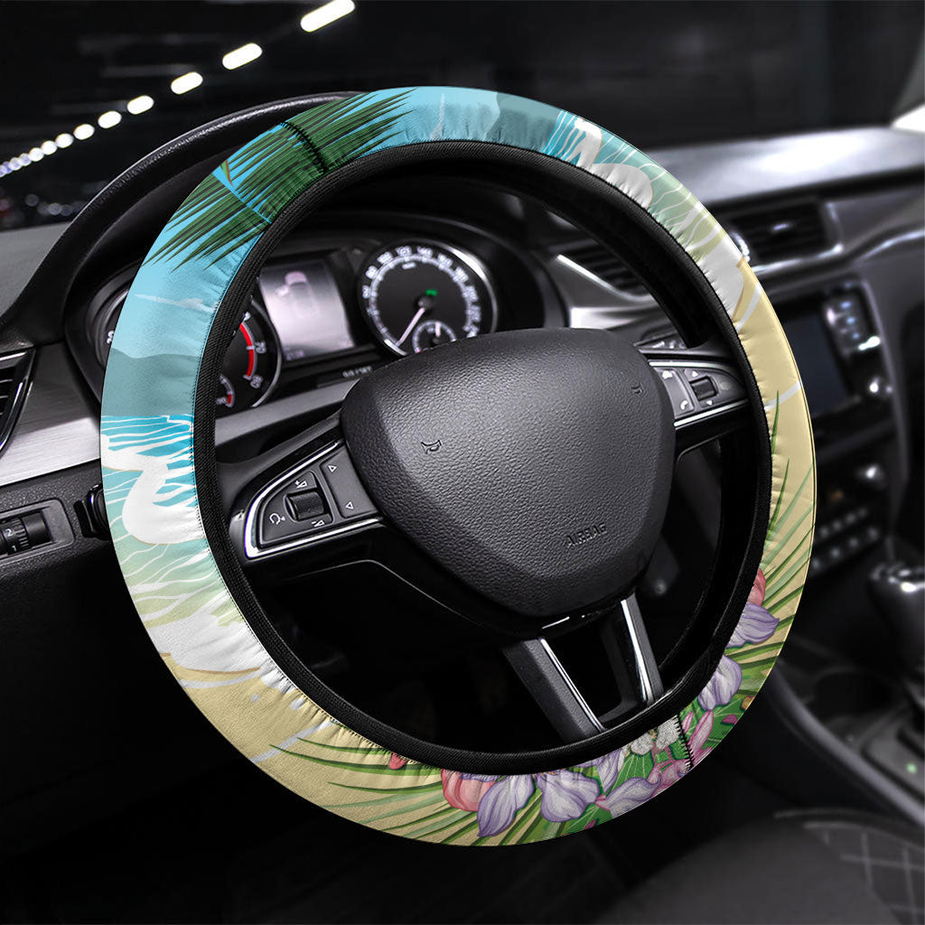 Aloha Hawaii Makahiki Hula Dance Steering Wheel Cover Beach Scenery LT7 Universal Fit Multicolor - Polynesian Pride