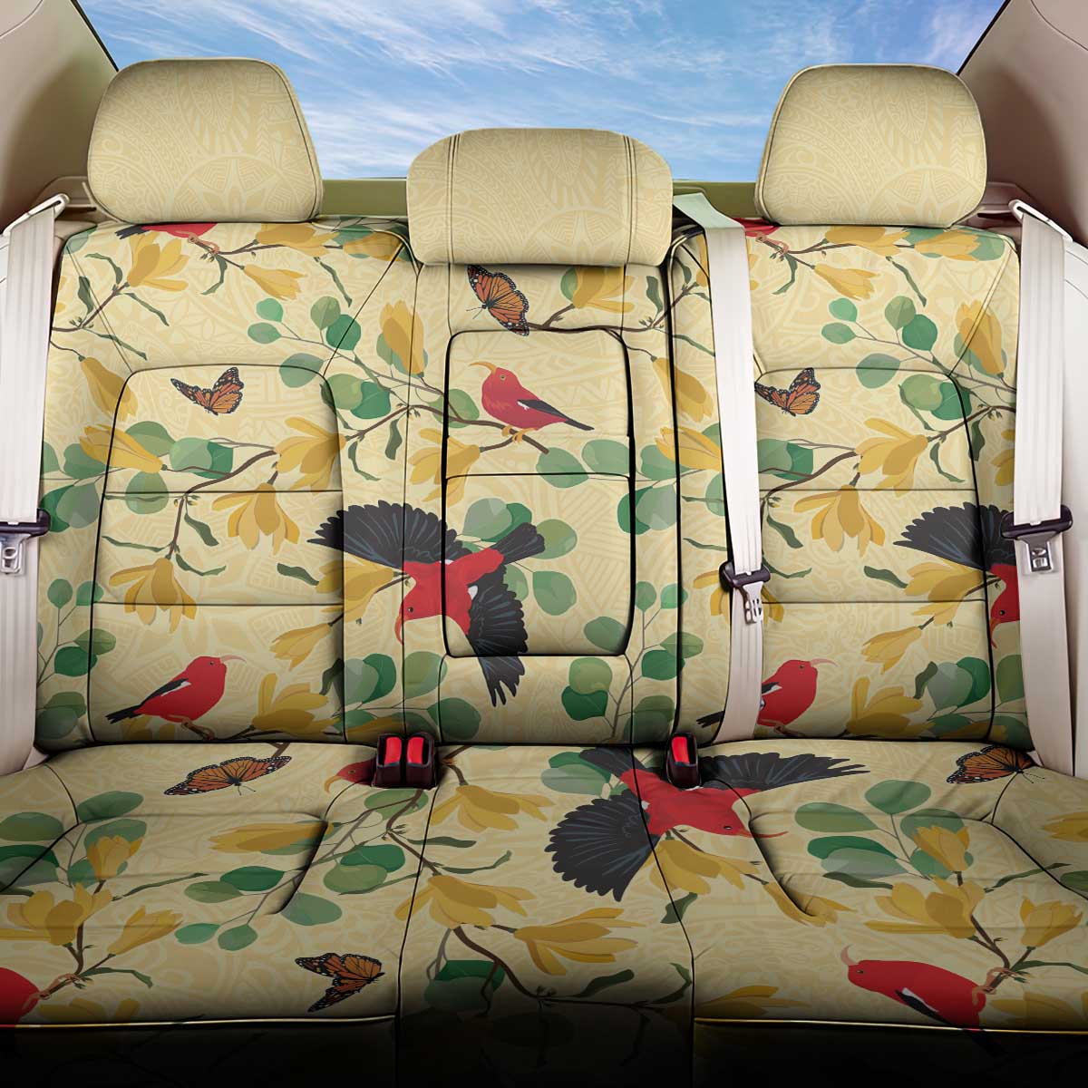 Aloha Hawaii Back Car Seat Cover I'iwi on Mamane Pastel Cream