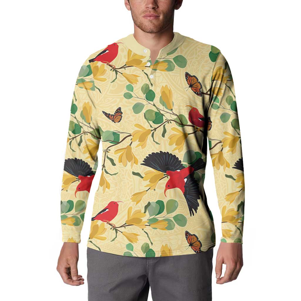 Aloha Hawaii Button Sweatshirt I'iwi on Mamane Pastel Cream