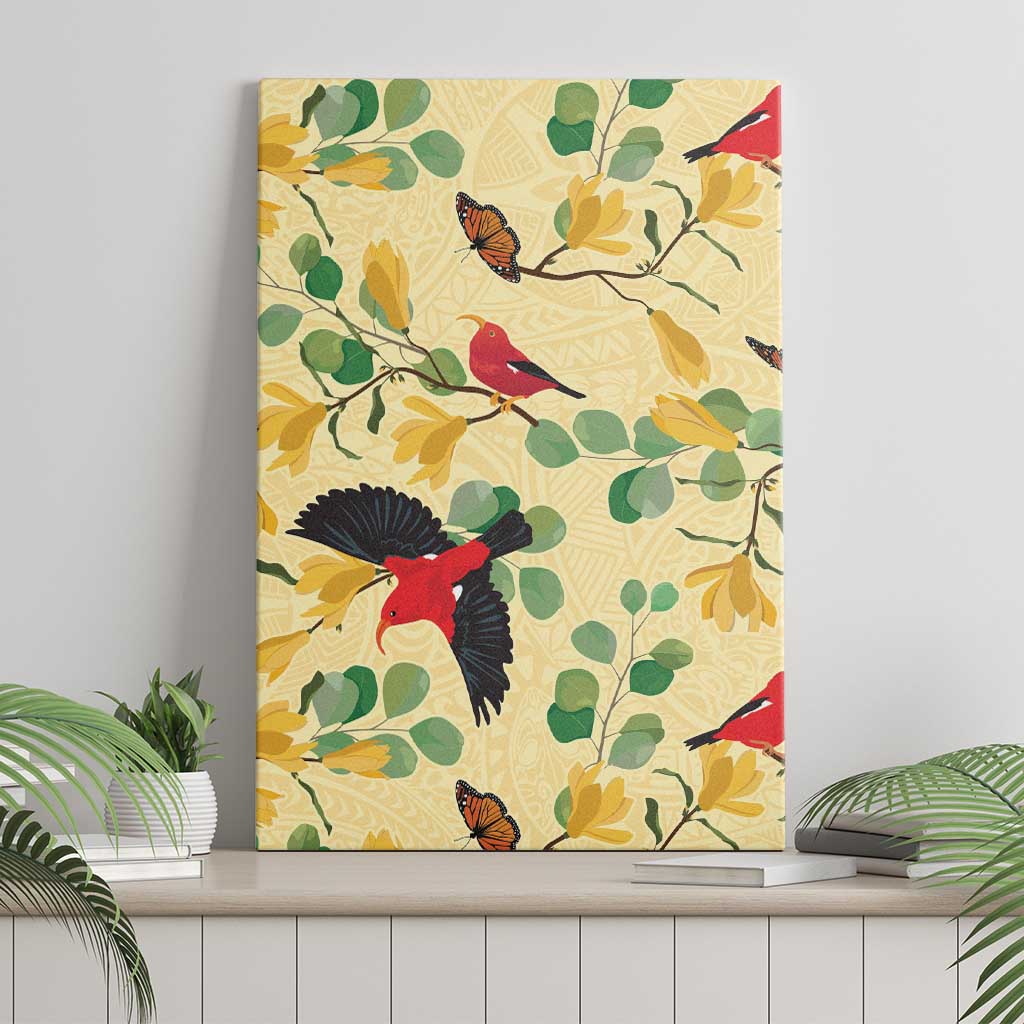 Aloha Hawaii Canvas Wall Art I'iwi on Mamane Pastel Cream