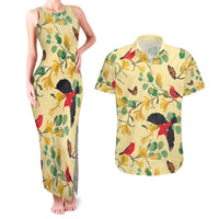 Aloha Hawaii Couples Matching Tank Maxi Dress and Hawaiian Shirt I'iwi on Mamane Pastel Cream