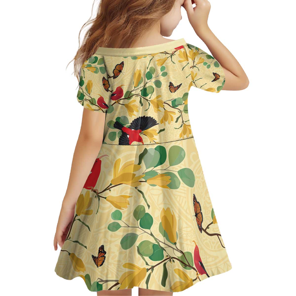 Aloha Hawaii Kid Short Sleeve Dress I'iwi on Mamane Pastel Cream