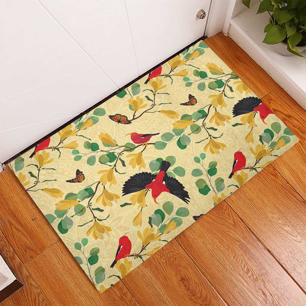 Aloha Hawaii Rubber Doormat I'iwi on Mamane Pastel Cream