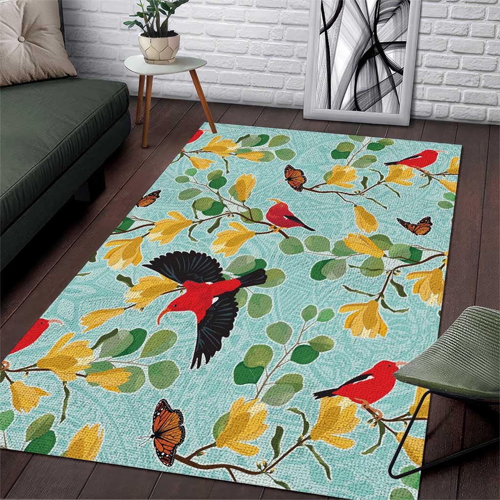 Aloha Hawaii Area Rug I'iwi on Mamane Pastel Turquoise