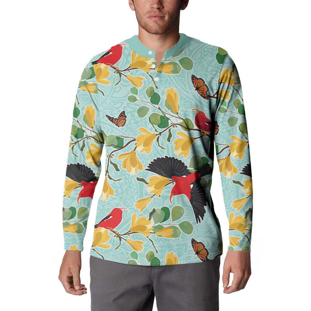 Aloha Hawaii Button Sweatshirt I'iwi on Mamane Pastel Turquoise