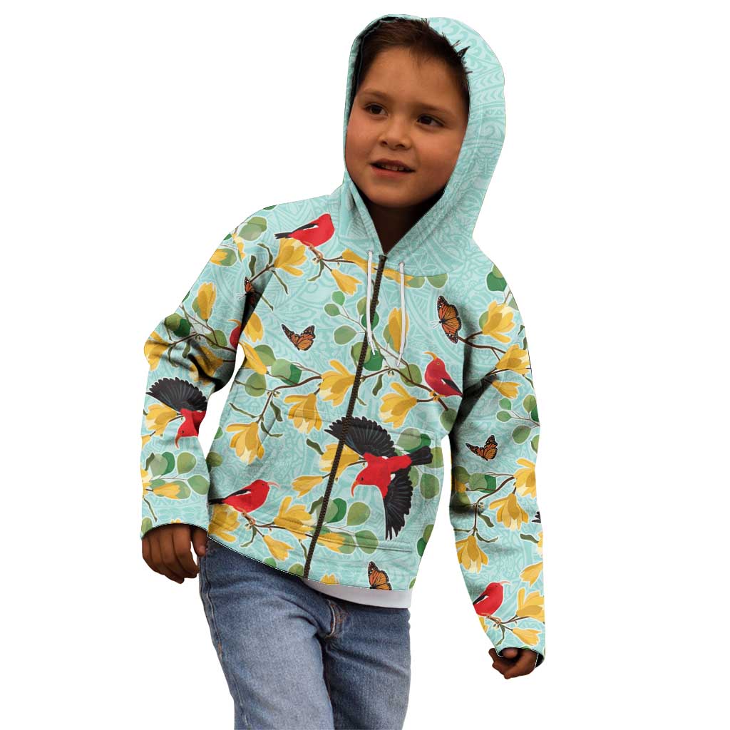 Aloha Hawaii Kid Hoodie I'iwi on Mamane Pastel Turquoise