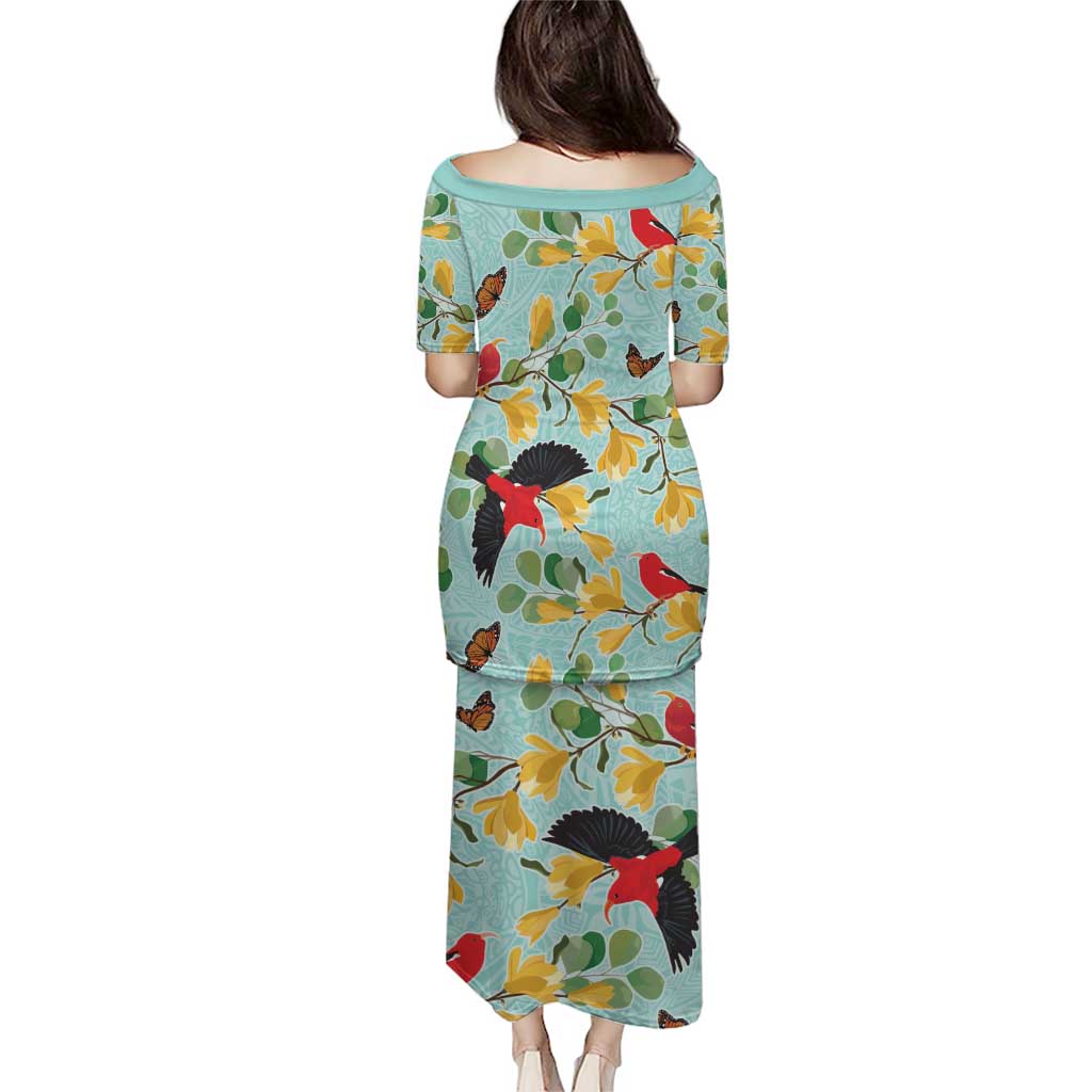 Aloha Hawaii Puletasi I'iwi on Mamane Pastel Turquoise