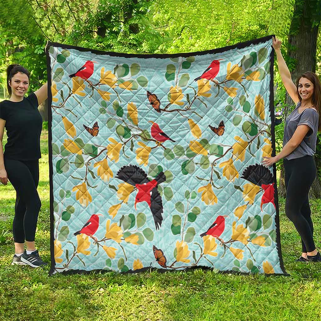 Aloha Hawaii Quilt I'iwi on Mamane Pastel Turquoise