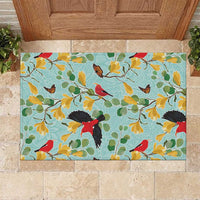 Aloha Hawaii Rubber Doormat I'iwi on Mamane Pastel Turquoise
