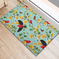 Aloha Hawaii Rubber Doormat I'iwi on Mamane Pastel Turquoise