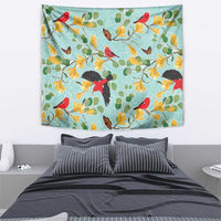 Aloha Hawaii Tapestry I'iwi on Mamane Pastel Turquoise