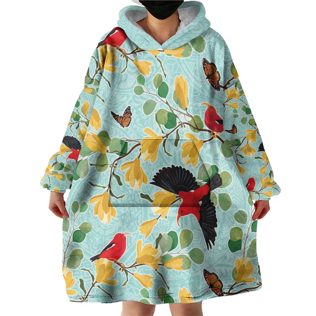 Aloha Hawaii Wearable Blanket Hoodie I'iwi on Mamane Pastel Turquoise