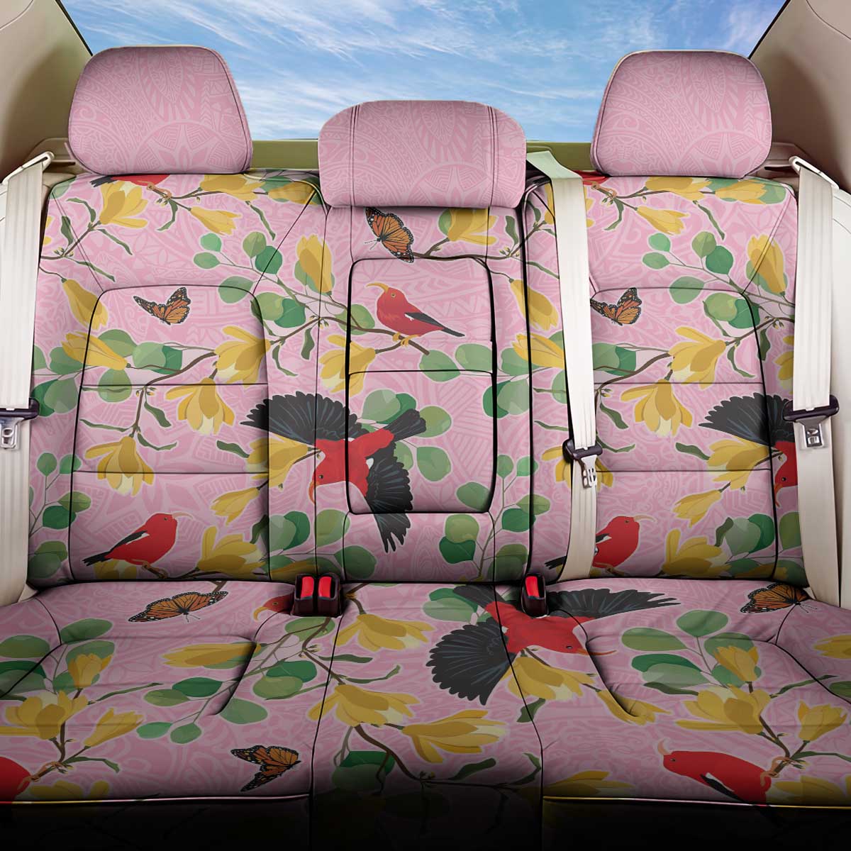 Aloha Hawaii Back Car Seat Cover I'iwi on Mamane Pastel Pink