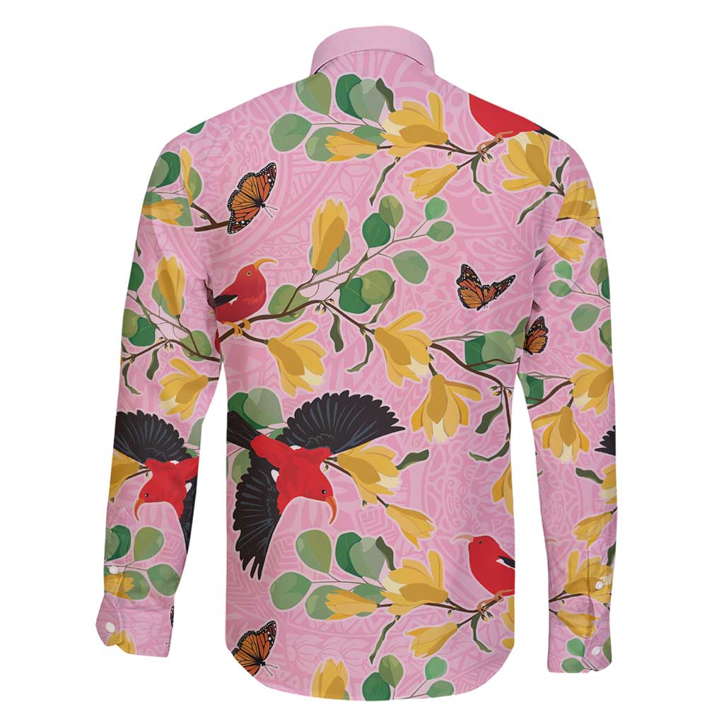 Aloha Hawaii Family Matching Short Sleeve Bodycon Dress and Hawaiian Shirt I'iwi on Mamane Pastel Pink