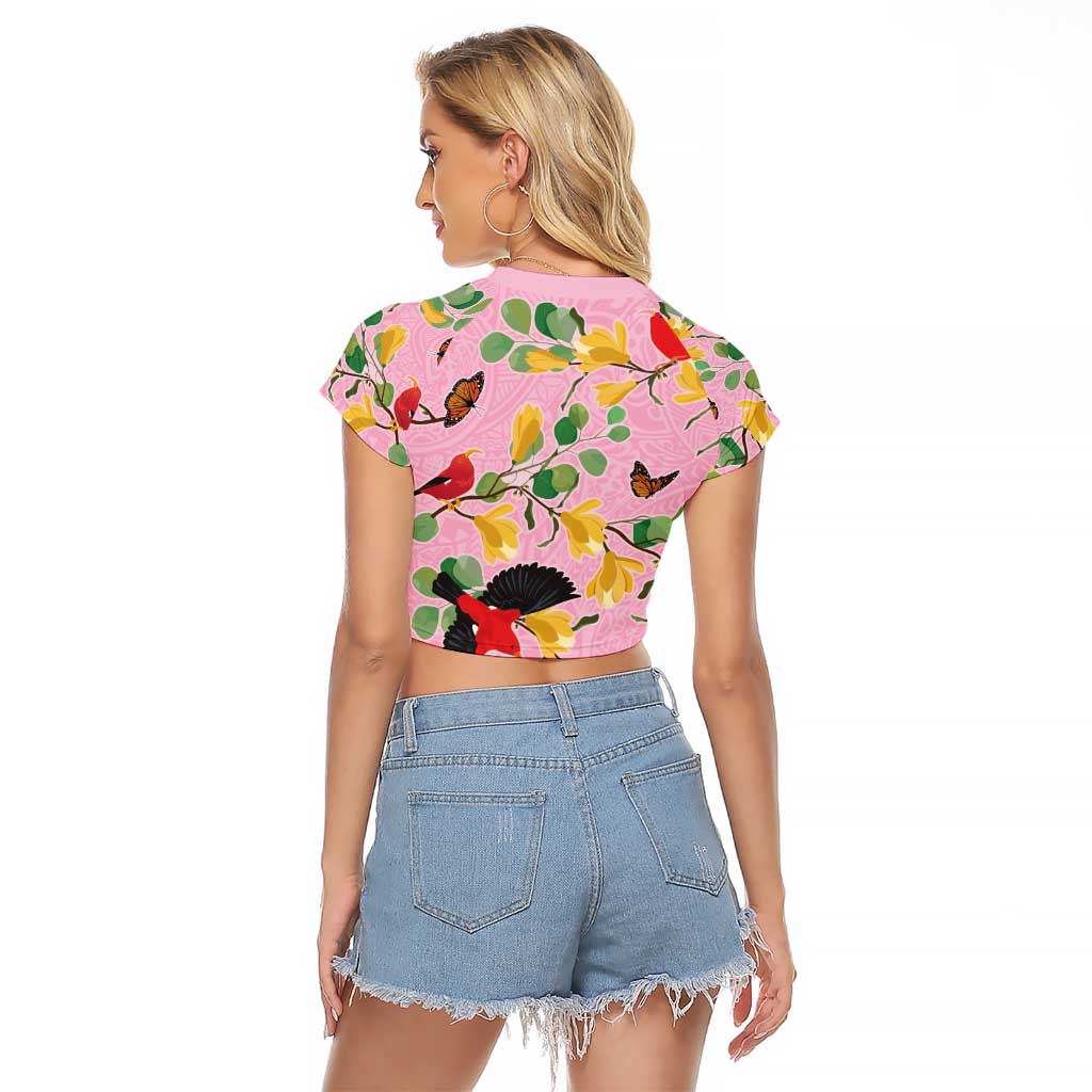 Aloha Hawaii Raglan Cropped T Shirt I'iwi on Mamane Pastel Pink