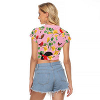 Aloha Hawaii Raglan Cropped T Shirt I'iwi on Mamane Pastel Pink