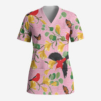 Aloha Hawaii Scrub Top I'iwi on Mamane Pastel Pink - Polynesian Pride