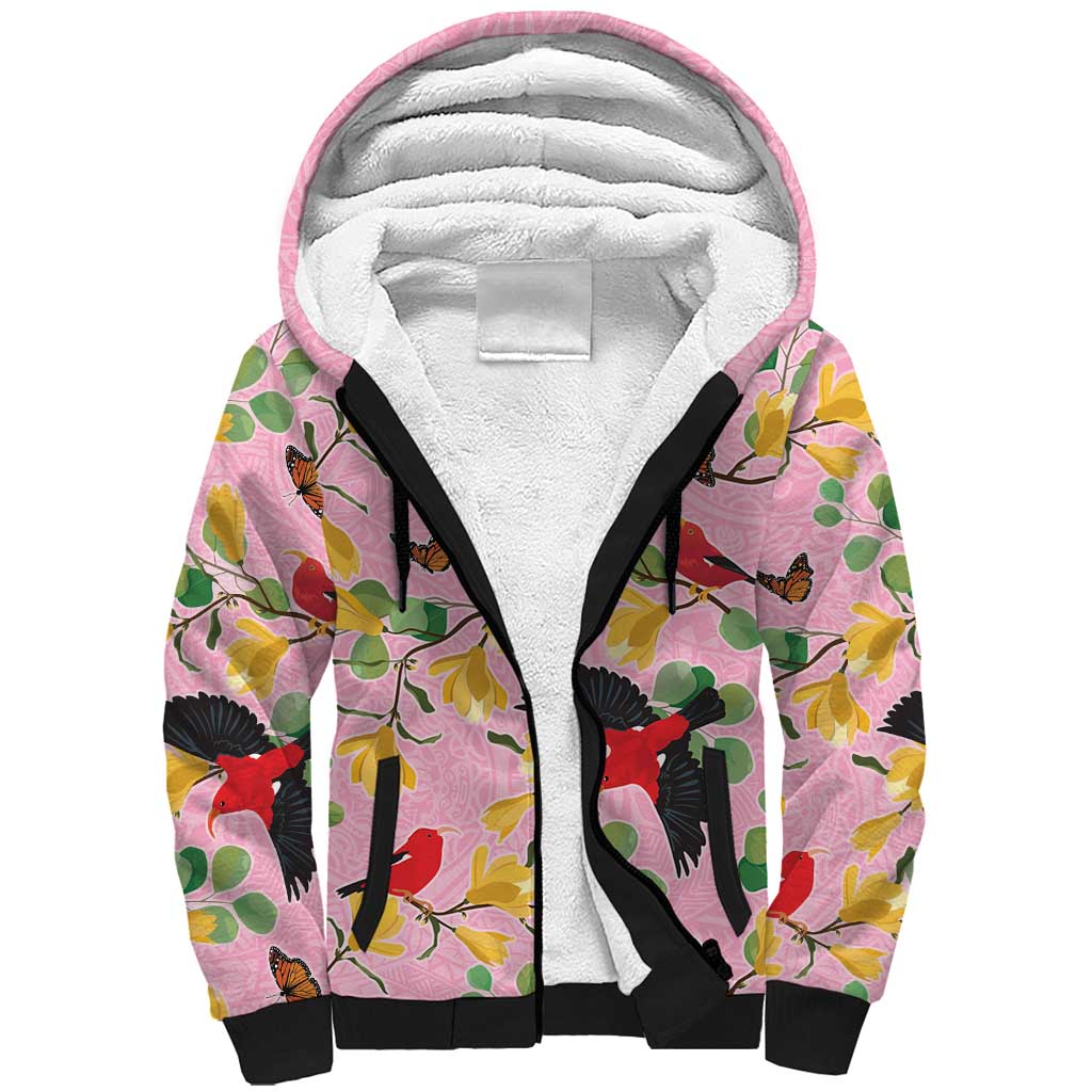 Aloha Hawaii Sherpa Hoodie I'iwi on Mamane Pastel Pink