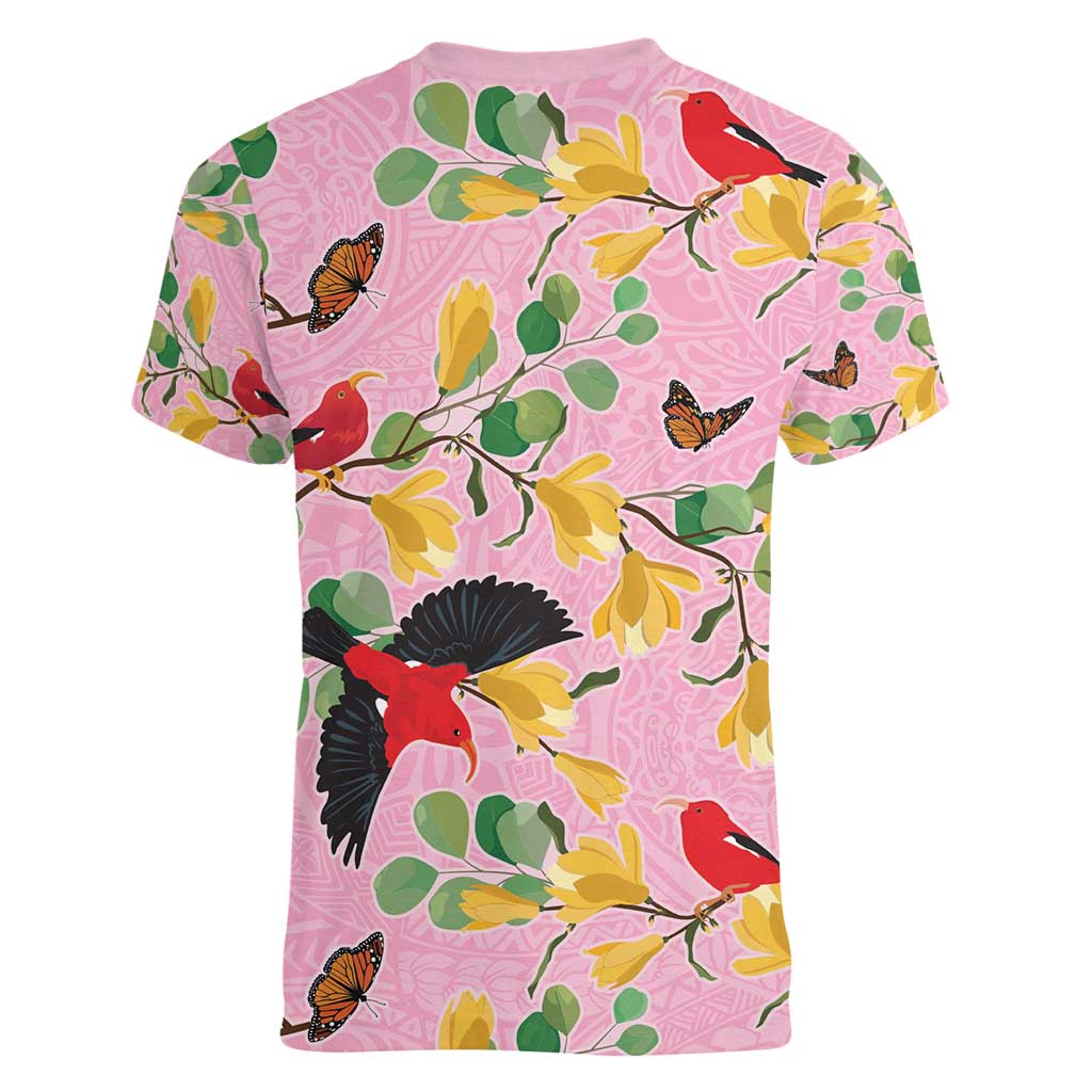 Aloha Hawaii Women V-Neck T-Shirt I'iwi on Mamane Pastel Pink