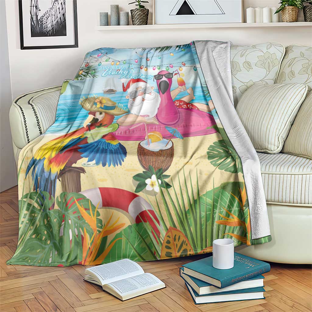Have Yourself A Beachy Little Christmas Blanket with Santa Chilling - Polynesian Pride