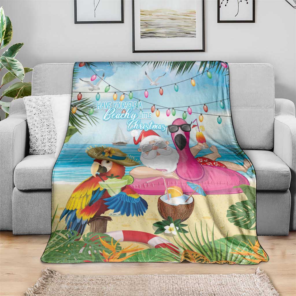 Have Yourself A Beachy Little Christmas Blanket with Santa Chilling - Polynesian Pride