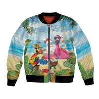Have Yourself A Beachy Little Christmas Bomber Jacket with Santa Chilling - Polynesian Pride